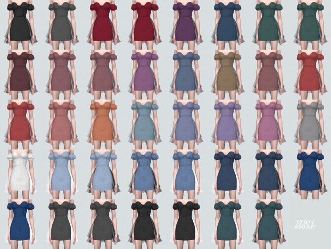 Sims 4 Off Shoulder Mini Dress NN at Marigold