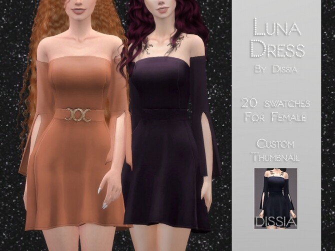 Sims 4 Luna Dress by Dissia at TSR