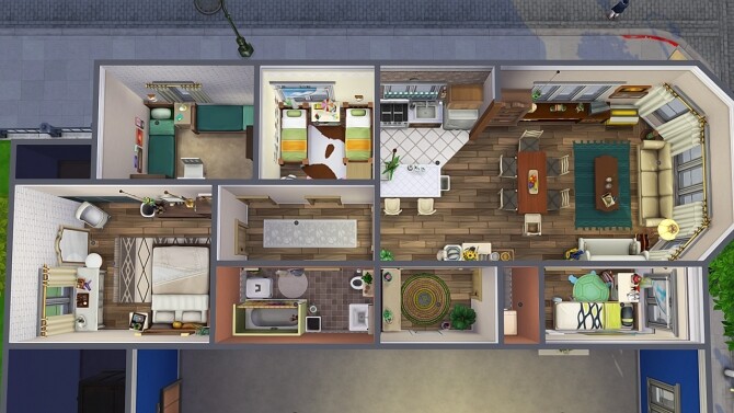 Sims 4 TINY APARTMENT FOR 8 SIMS at Aveline Sims