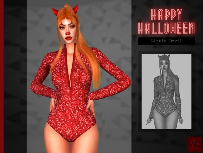 Sims 4 Little Devil Halloween VI bodysuit by Viy Sims at TSR