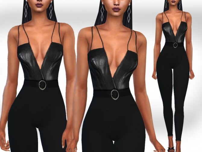 Sims 4 Fit Jumpsuit with Belt by Saliwa at TSR