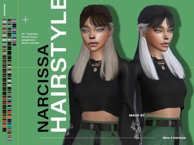 Sims 4 Narcissa Hairstyle by Leah Lillith at TSR