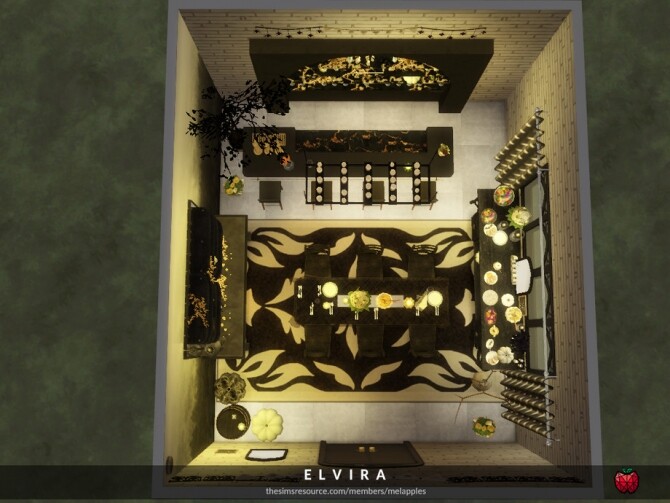 Sims 4 Elvira dining room by melapples at TSR