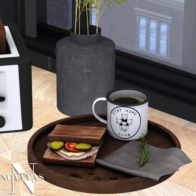 Sims 4 TRAY WITH COFFEE AND SANDWICH at Novvvas