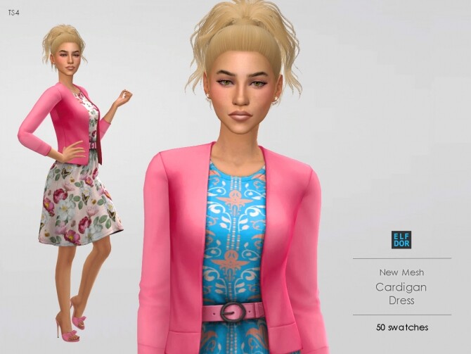 Sims 4 Cardigan Dress at Elfdor Sims