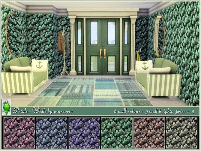 Sims 4 Petals Walls by marcorse at TSR
