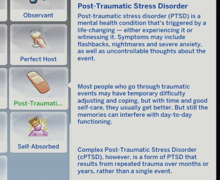 Post-Traumatic Stress Disorder by NotoriousRose at Mod The Sims