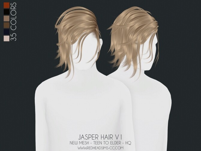 Sims 4 JASPER HAIR 2 VERSIONS ALL AGES at REDHEADSIMS