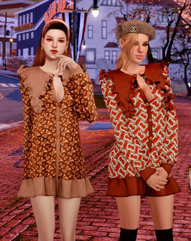 Sims 4 Autumn Brown Dress at RIMINGs