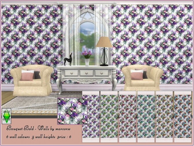 Sims 4 Bouquet Bold Walls by marcorse at TSR