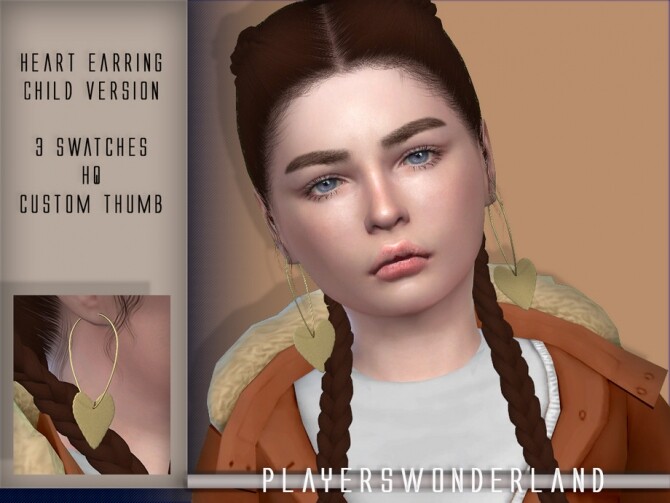 Sims 4 Heart Earrings CHILD by PlayersWonderland at TSR