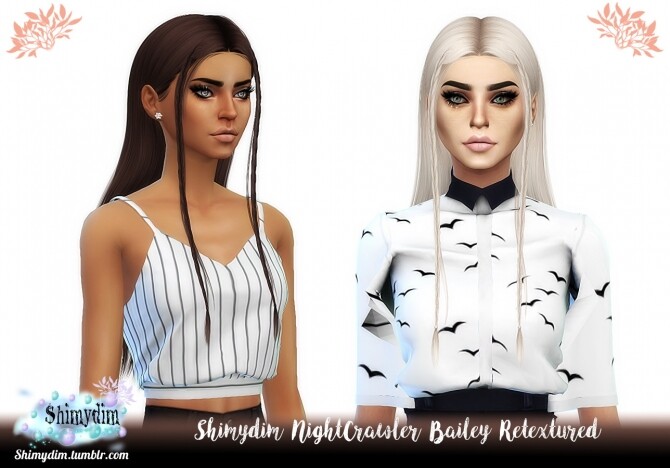 Sims 4 NightCrawler Bailey Hair Retexture Naturals + Unnaturals at Shimydim Sims