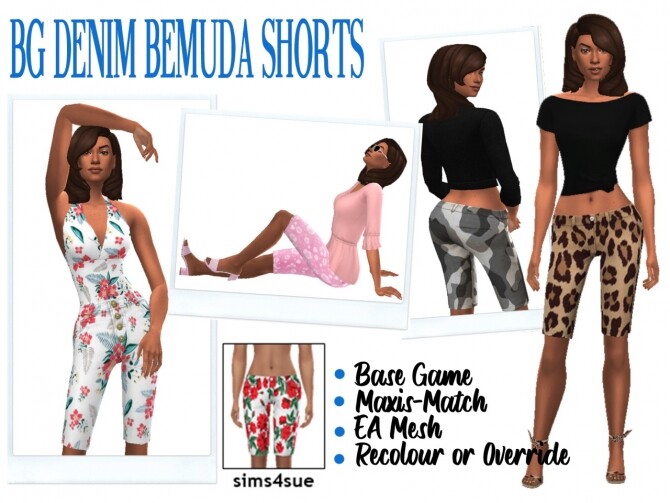 Sims 4 BG DENIM BERMUDA SHORTS at Sims4Sue