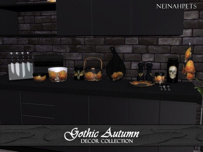 Sims 4 Gothic Autumn Decor by neinahpets at TSR
