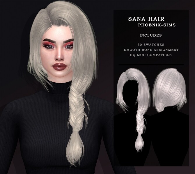 Sims 4 YRENE & SANA HAIRS + HELYS HAIR WITH ACC CLIPS at Phoenix Sims