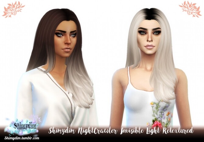 Sims 4 NightCrawler Invisible Light Hair Retexture + Ombre + DarkRoots at Shimydim Sims