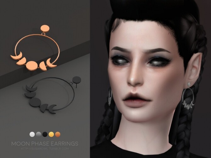 Sims 4 Moon Phase earrings Simblreen 2020 by sugar owl at TSR