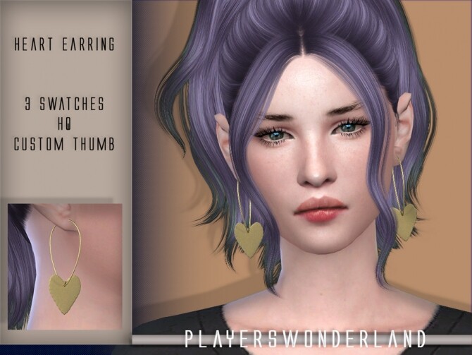 Sims 4 Heart Earrings by PlayersWonderland at TSR