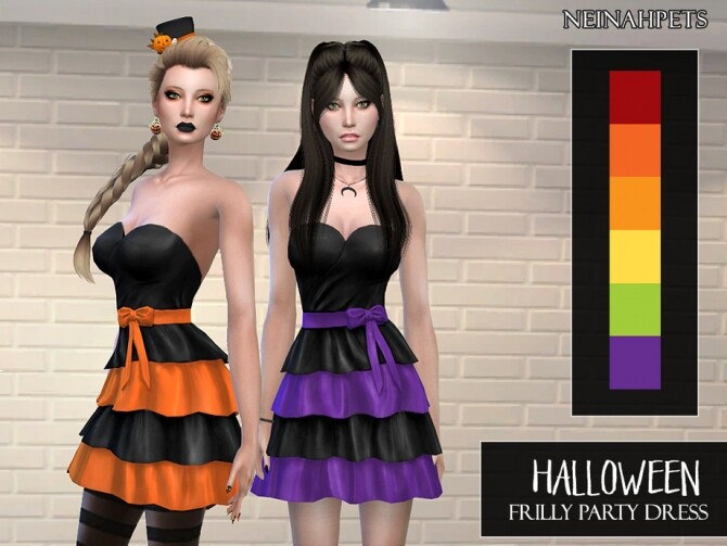 Sims 4 Halloween Frilly Party Dress by neinahpets at TSR