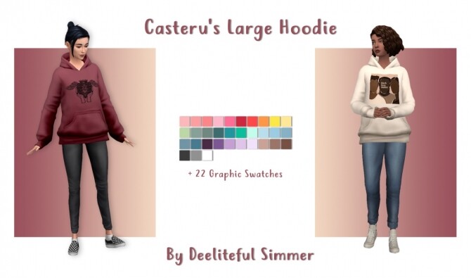 Sims 4 Casterus large hoodie at Deeliteful Simmer