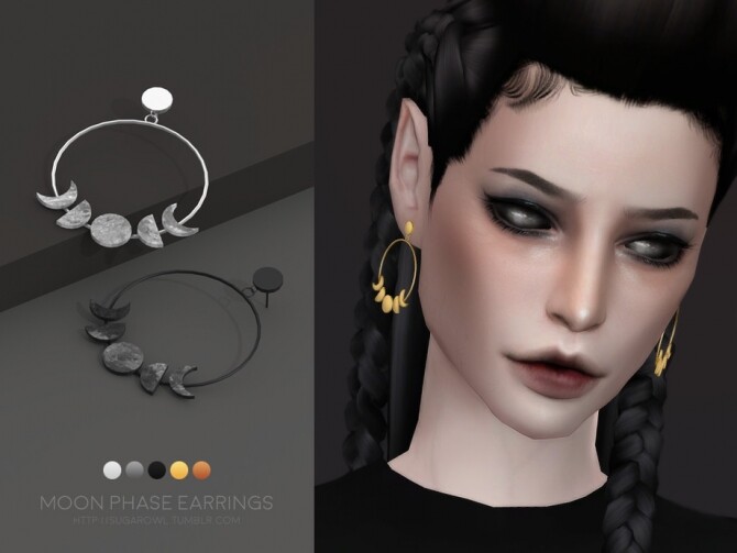Sims 4 Moon Phase earrings Simblreen 2020 by sugar owl at TSR