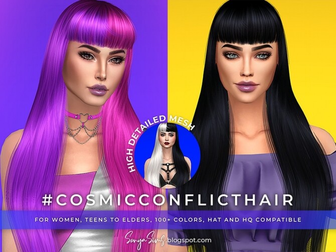Sims 4 Cosmic Conflict Hair by SonyaSimsCC at TSR