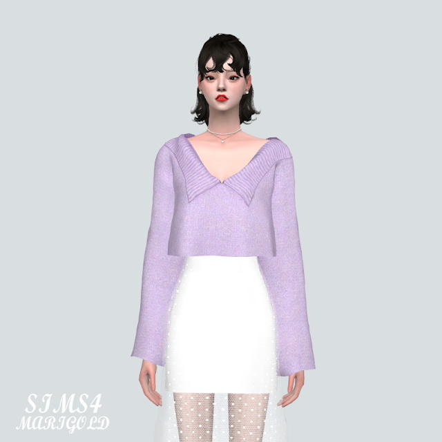 Sims 4 C Crop Sweater at Marigold
