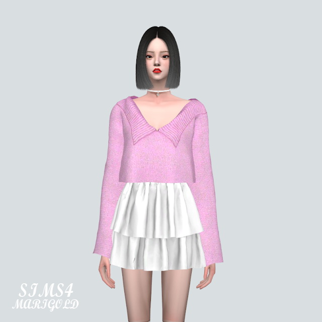 Sims 4 C Crop Sweater at Marigold