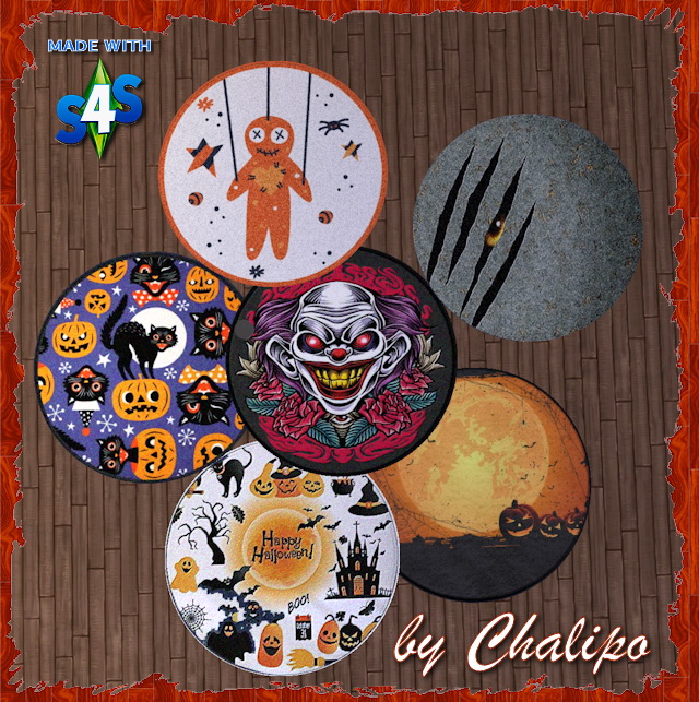 Sims 4 Halloween 2020 round rugs by Chalipo at All 4 Sims