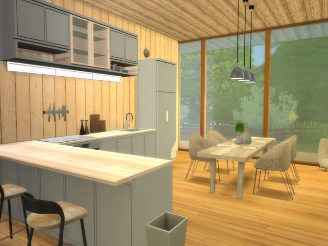 Sims 4 Minimalistic Scandinavian Cabin by A.lenna at TSR
