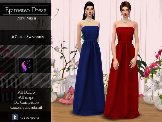 Sims 4 Epimeteo Dress by KaTPurpura at TSR