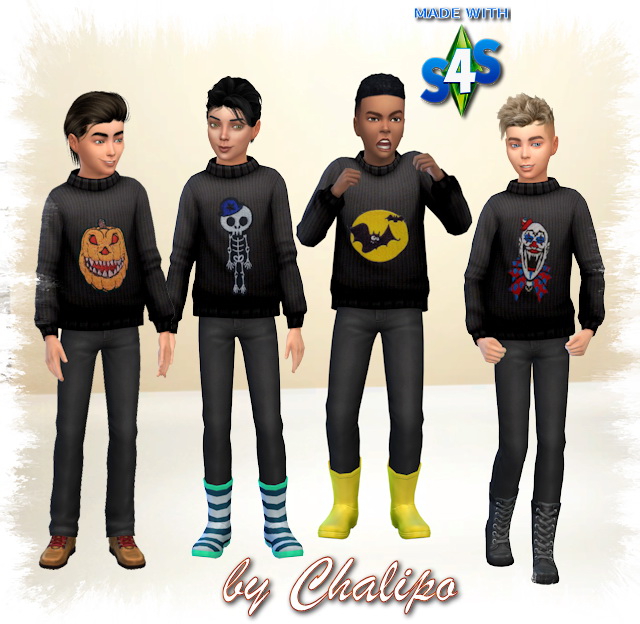 Sims 4 Halloween 2020 kids sweater by Chalipo at All 4 Sims