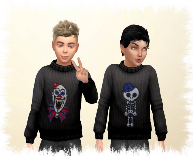 Sims 4 Halloween 2020 kids sweater by Chalipo at All 4 Sims