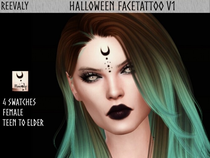 Sims 4 Halloween face tattoo V1 by Reevaly at TSR