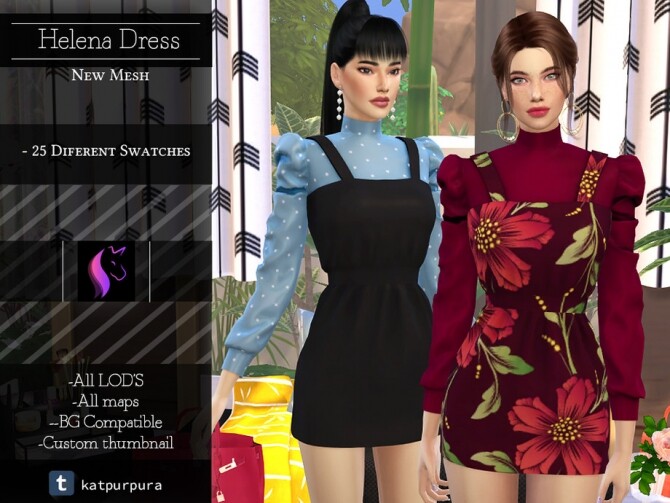Sims 4 Helena Dress by KaTPurpura at TSR