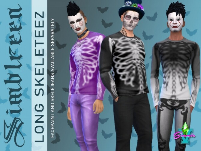 Sims 4 Simblreen Long SkeleTeez by SimmieV at TSR