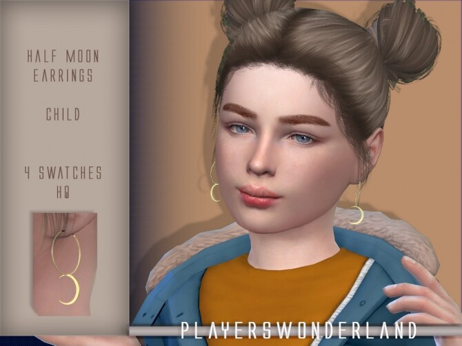 Sims 4 Half Moon Earrings CHILD by PlayersWonderland at TSR