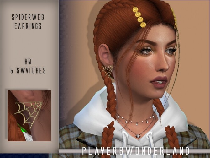 Sims 4 Spiderweb Earrings by PlayersWonderland at TSR