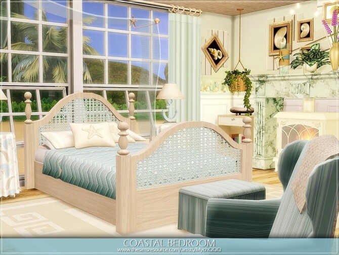 Sims 4 Coastal Bedroom by MychQQQ at TSR
