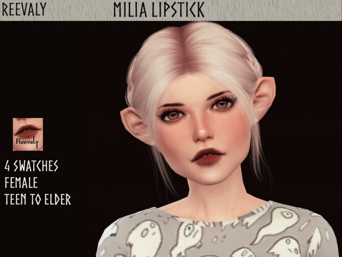 Sims 4 Milia Lipstick by Reevaly at TSR