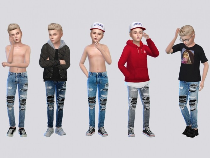 Sims 4 Repar Distressed Jeans Kids by McLayneSims at TSR