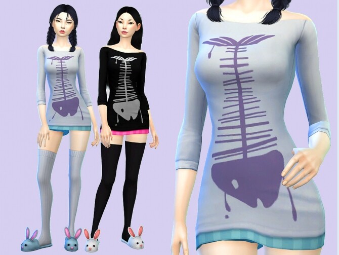 Sims 4 Skelli Fish nightdress by Saruin at TSR