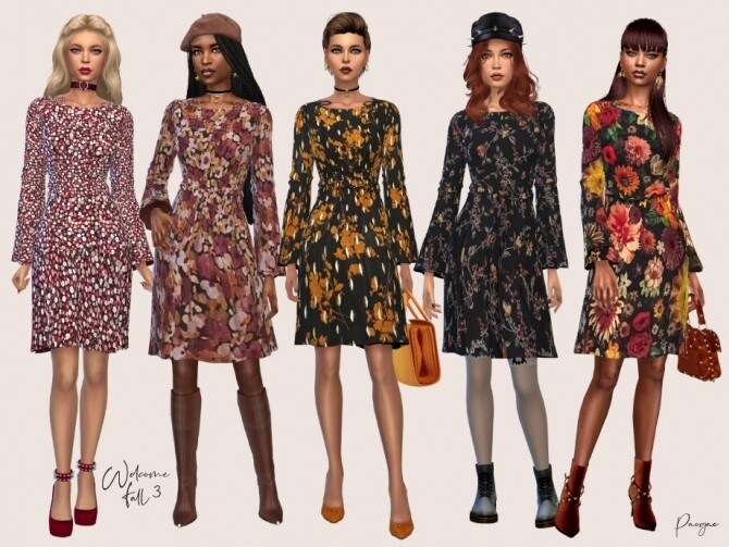 Sims 4 Welcome Fall 3 Dress by Paogae at TSR