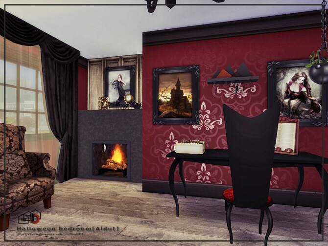 Sims 4 Halloween bedroom by Danuta720 at TSR