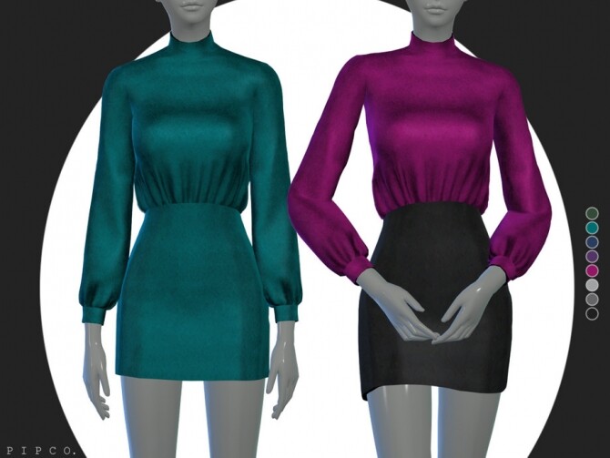 Sims 4 Valerie silky mini dress by pipco at TSR