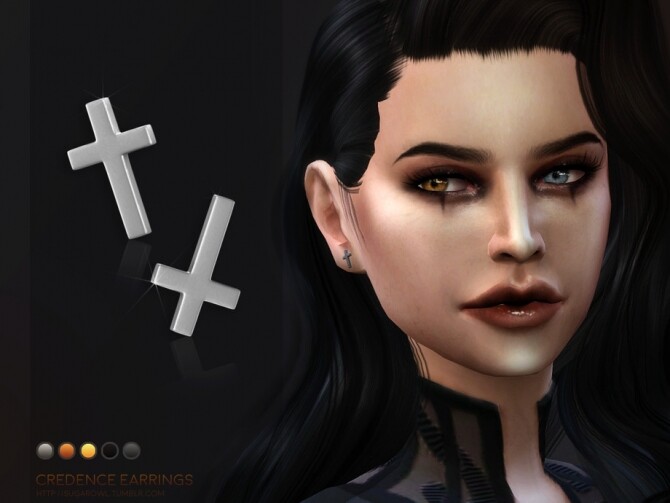 Sims 4 Credence earrings Simblreen 2020 by sugar owl at TSR