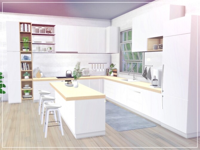 Sims 4 White Kitchen by Summerr Plays at TSR