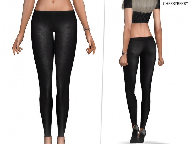 Sims 4 Faux Leather Leggings by CherryBerrySim at TSR