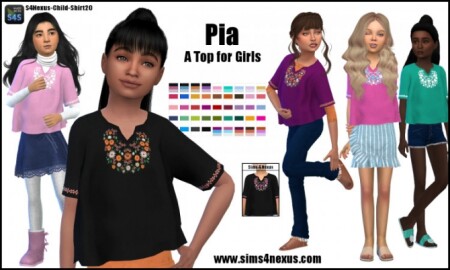 Pia top for girls by SamanthaGump at Sims 4 Nexus