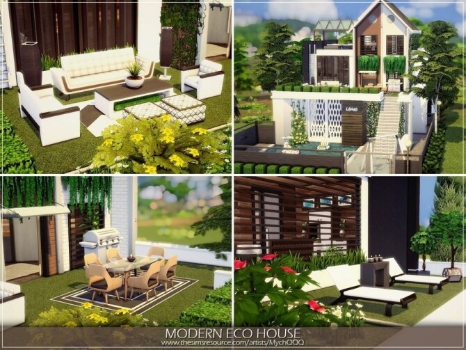 Sims 4 Modern Eco House by MychQQQ at TSR